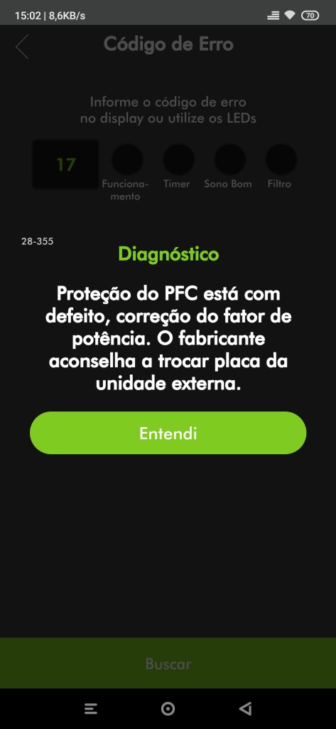 Código erro Ar Condicionado